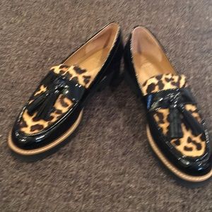 Franco Sarto black patent leather loafers